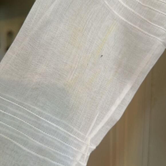 Antique thin white cotton lawn high neck long sleeve blouse with lace & pleats - Picture 11 of 14